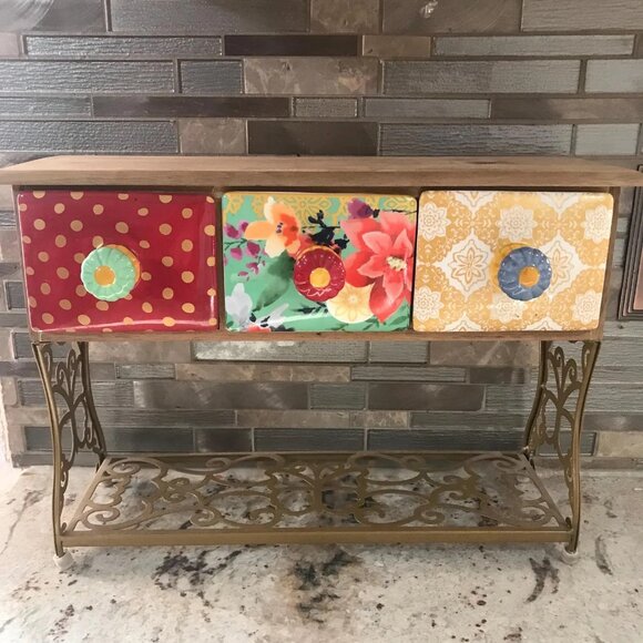 The Pioneer Woman Flea Market 3-Drawer Stand Coffee Tea Storage Mug Rack - Picture 3 of 15